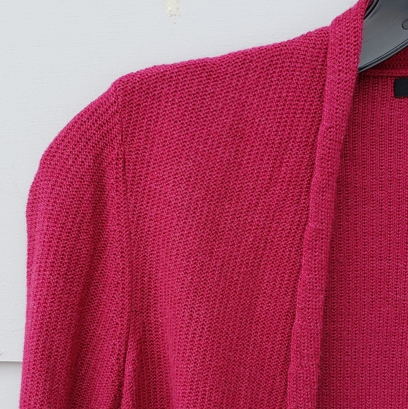 Nic & Zoe Open Front Cozy Knit Cardigan -Dark Pink - Picture 4 of 8